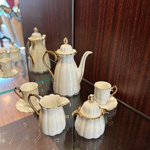 Brand New Child's Porcelain Tea 9 piece Set Ganz White for Dolls and Teddy Bears